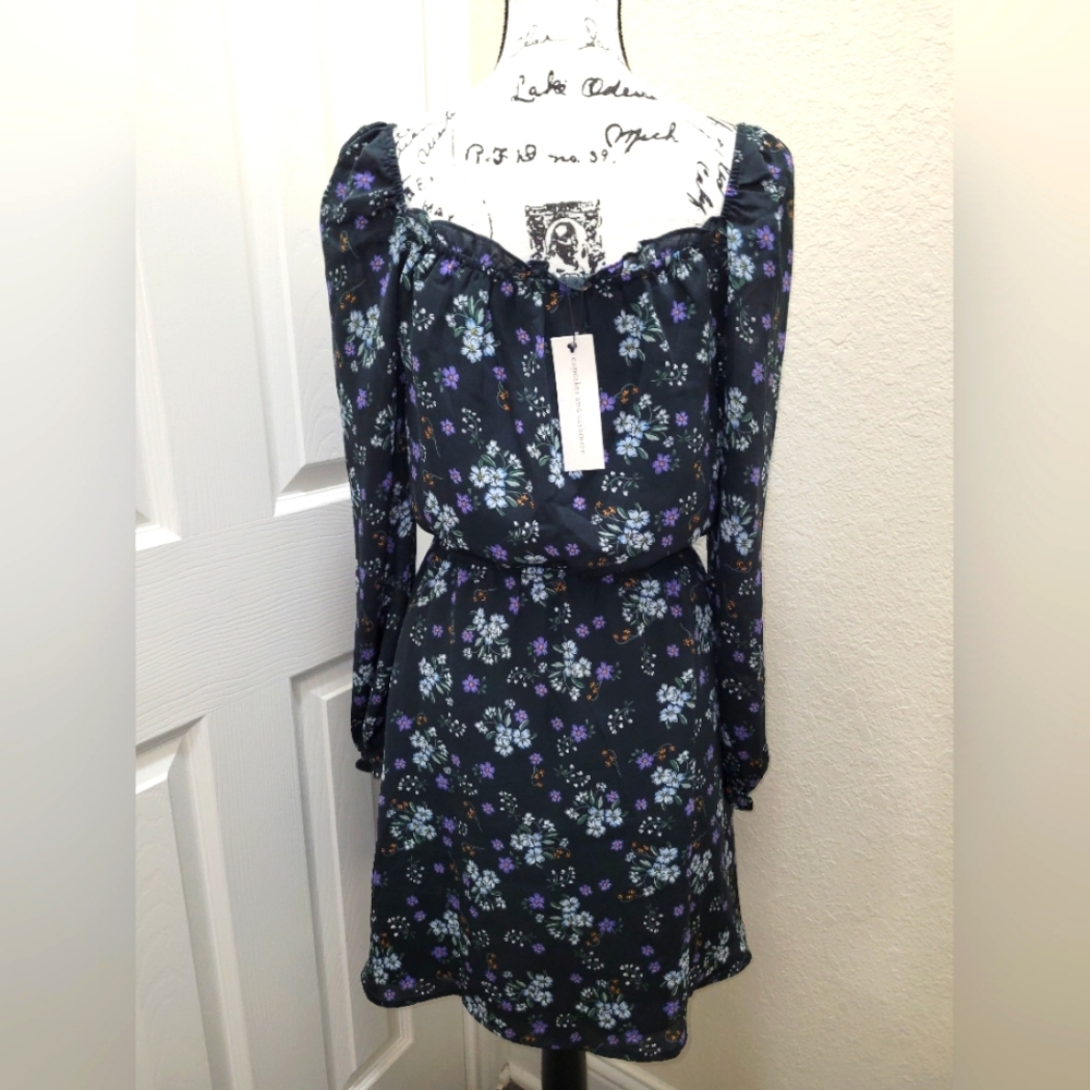 NWT•Cupcakes & Cashmere Elsie Floral Square Neck, Long Sleeve Dress•SML 💮🪻